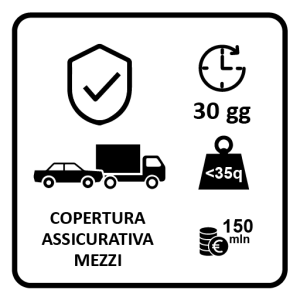 Idonea copertura assicurativa rilasciata da REVO - ex Elba Assicurazioni per il tramite di SAGAT SpA per mezzi < 35 q.li con massimale assicurativo € 150.000 per 30 giorni