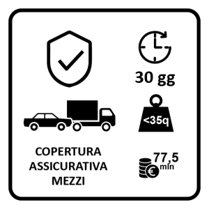 Idonea copertura assicurativa rilasciata da REVO - ex Elba Assicurazioni per il tramite di SAGAT SpA  per mezzi < 35 q.li con massimale assicurativo € 77.500.000 per 30 giorni