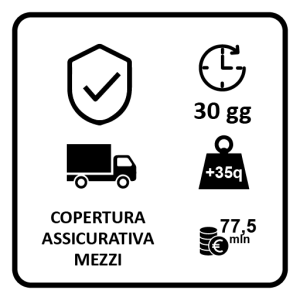 Idonea copertura assicurativa rilasciata da REVO - ex Elba Assicurazioni per il tramite di SAGAT SpA per mezzi > 35 q.li con massimale assicurativo € 77.500.000 per 30 giorni