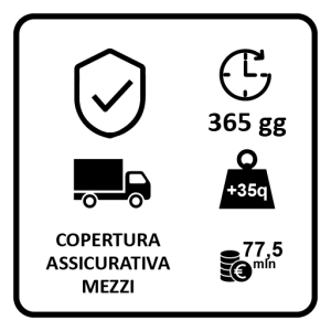 Idonea copertura assicurativa rilasciata da REVO - ex Elba Assicurazioni per il tramite di SAGAT SpA per mezzi  > 35 q.li con massimale assicurativo € 77.500.000 per 1 anno