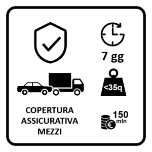 Idonea copertura assicurativa rilasciata da REVO - ex Elba Assicurazioni per il tramite di SAGAT SpA per mezzi  < 35 q.li con massimale assicurativo € 150.000 per 7 giorni