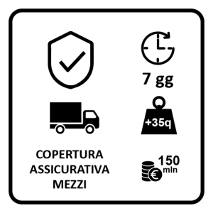Idonea copertura assicurativa rilasciata da REVO - ex Elba Assicurazioni per il tramite di SAGAT SpA per mezzi > 35 q.li con massimale assicurativo € 150.000 per 7 giorni